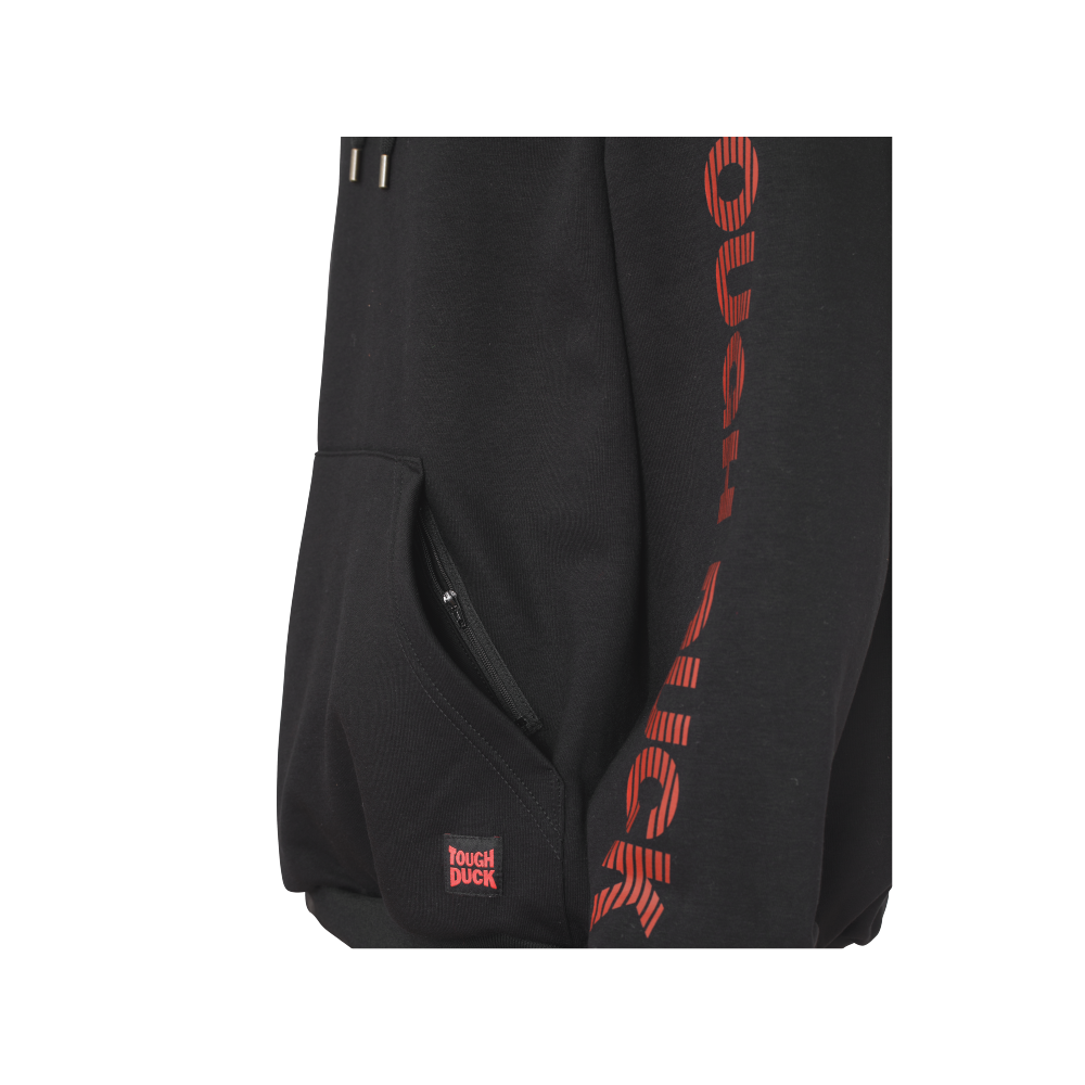 Black Pullover Tough Duck Logo Hoodie WJ40 Hidden Zippered media Pocket image