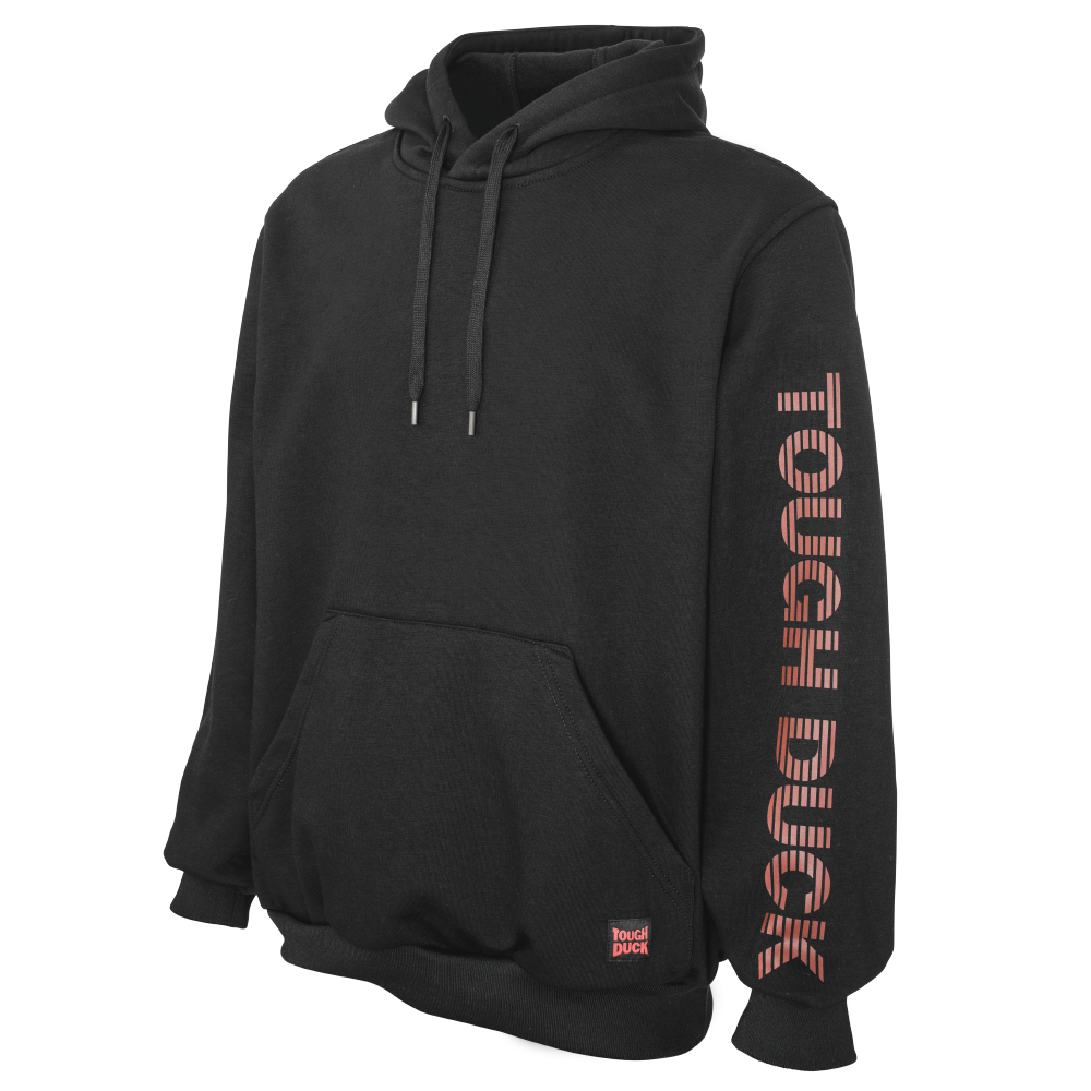 Black Pullover Tough Duck Logo Hoodie WJ40 Front image