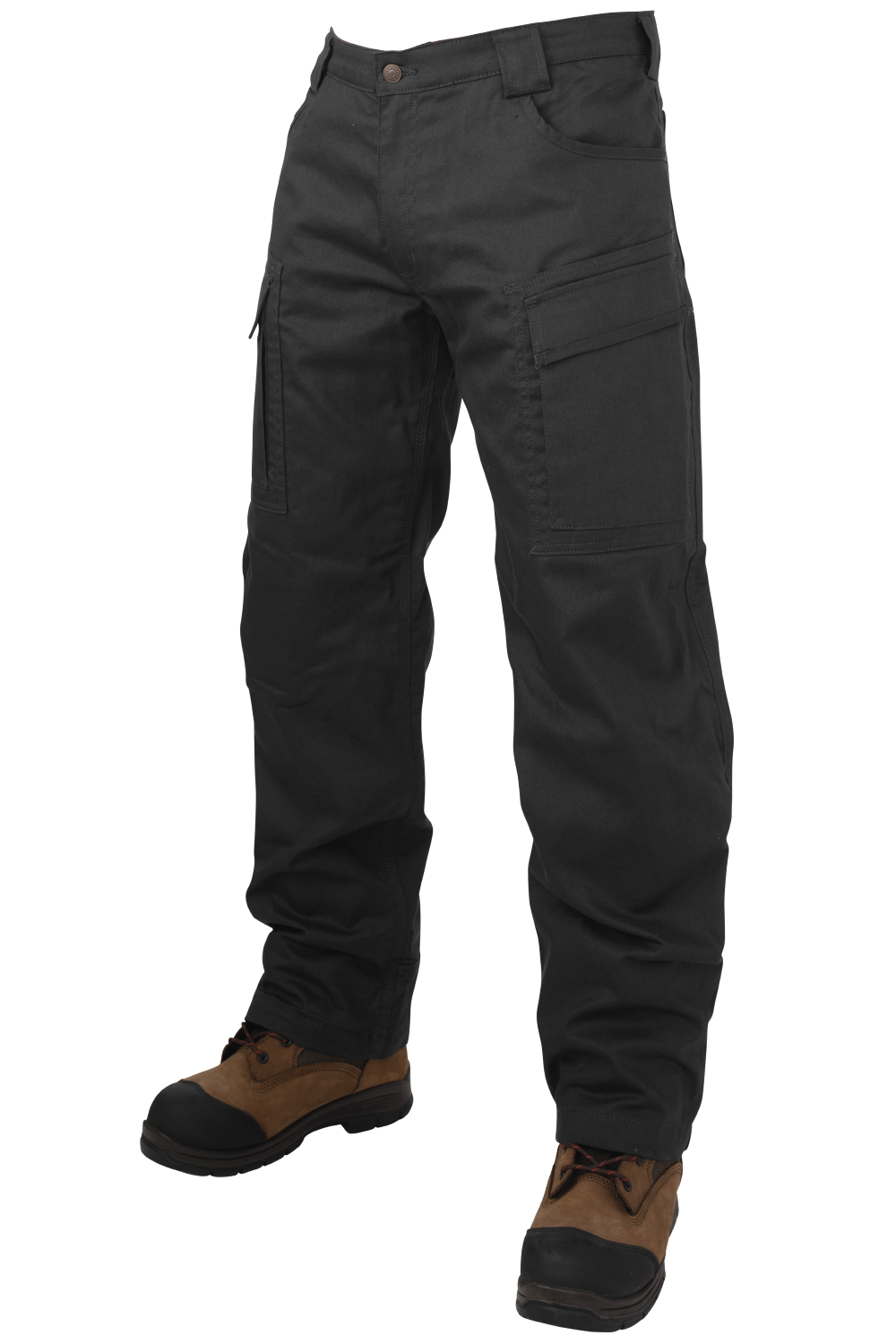 Black Relaxed Fit Fleece Lined Flex Twill Cargo Pant with 360° Stretch Waist WP06 Front image