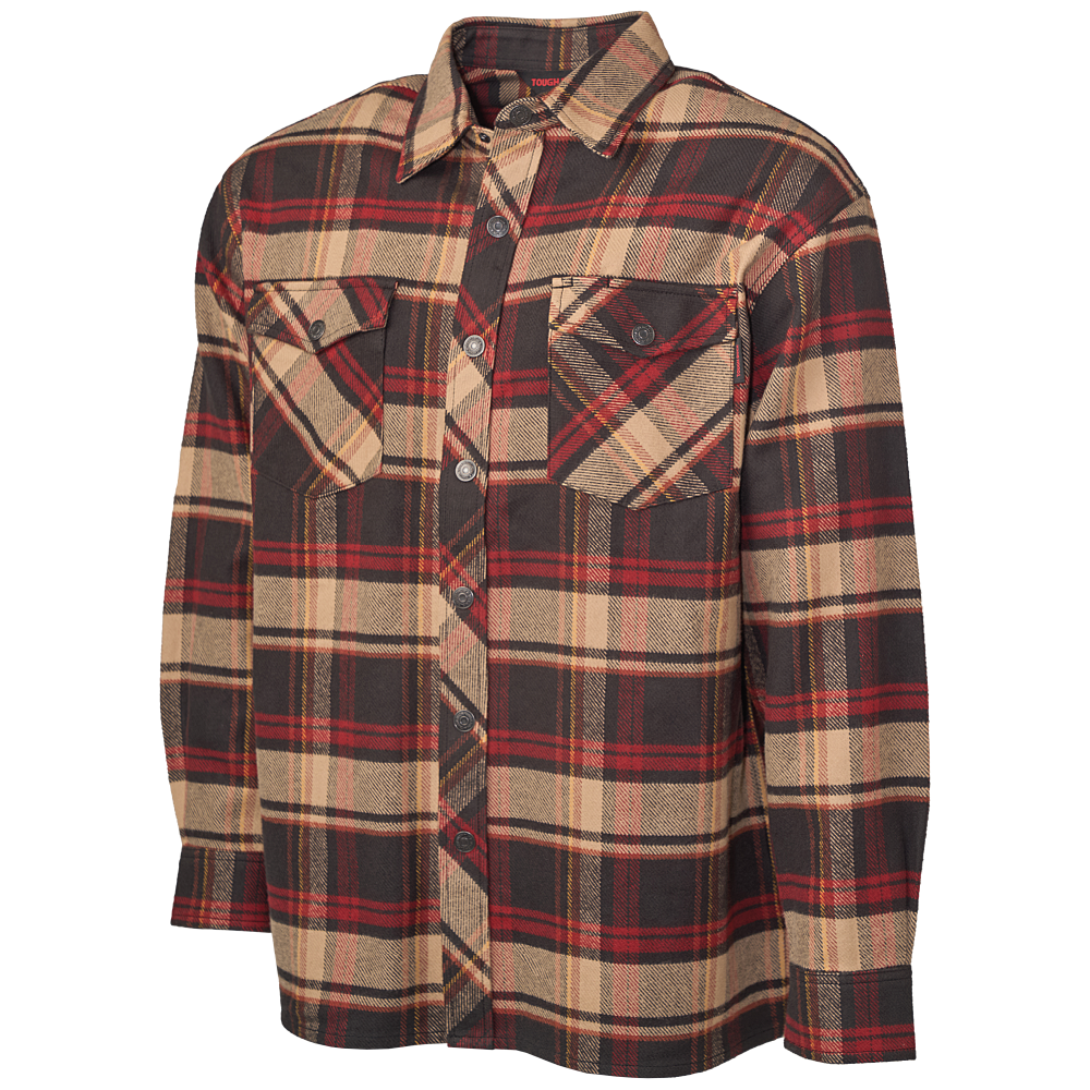 Black/Red Plaid Heavy Flannel Overshirt WS04 Front image