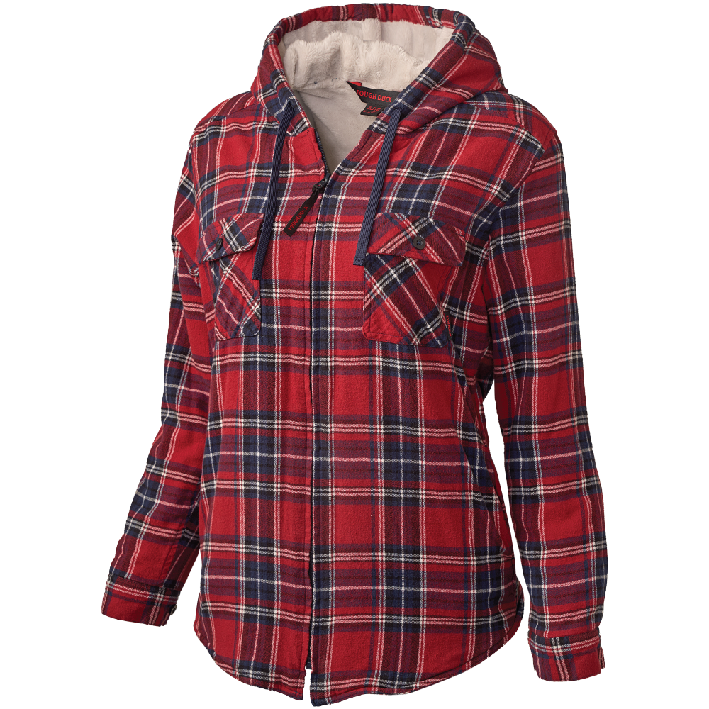 Red/Navy Plaid Women’s Plush Pile-Lined Flannel WS12 Front image