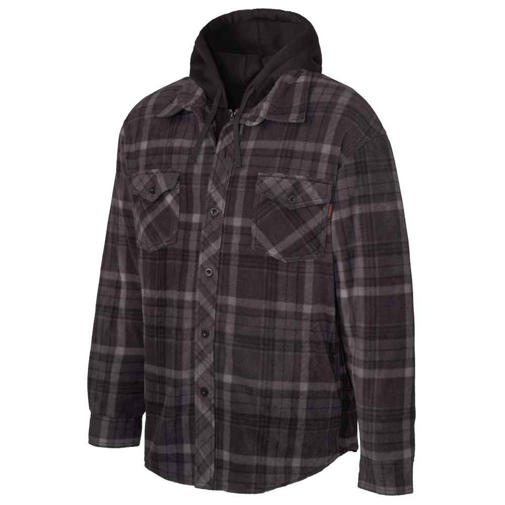 Charcoal Plaid Sherpa-Lined Fleece Jac-Shirt WS16 Front image
