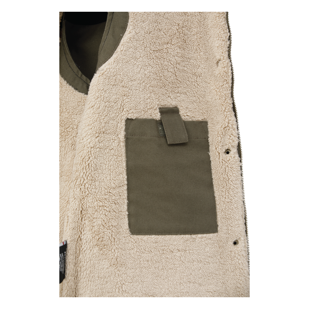 Olive/Black Women’s Duck Sherpa-Lined Vest WV09 Media Pocket image