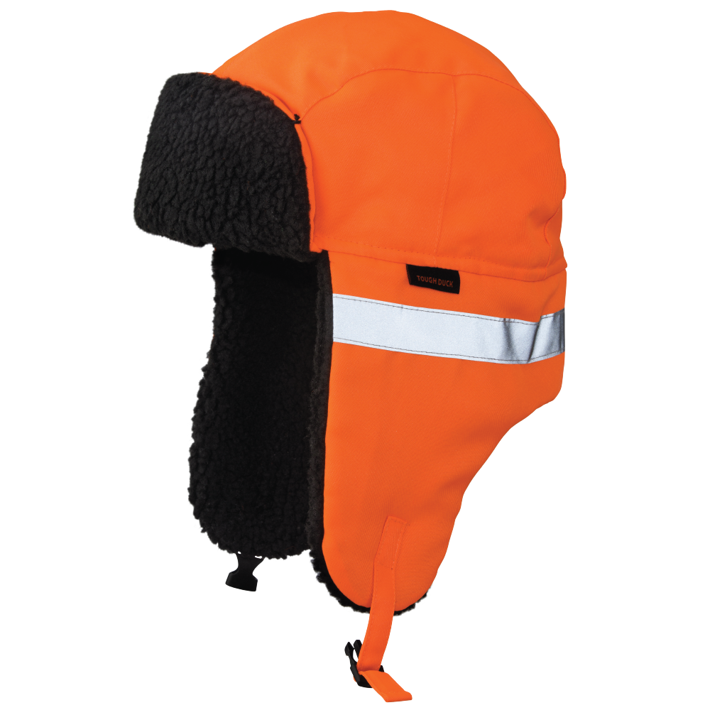 Fluorescent Orange Hi-Vis Aviator Hat i155 Side image