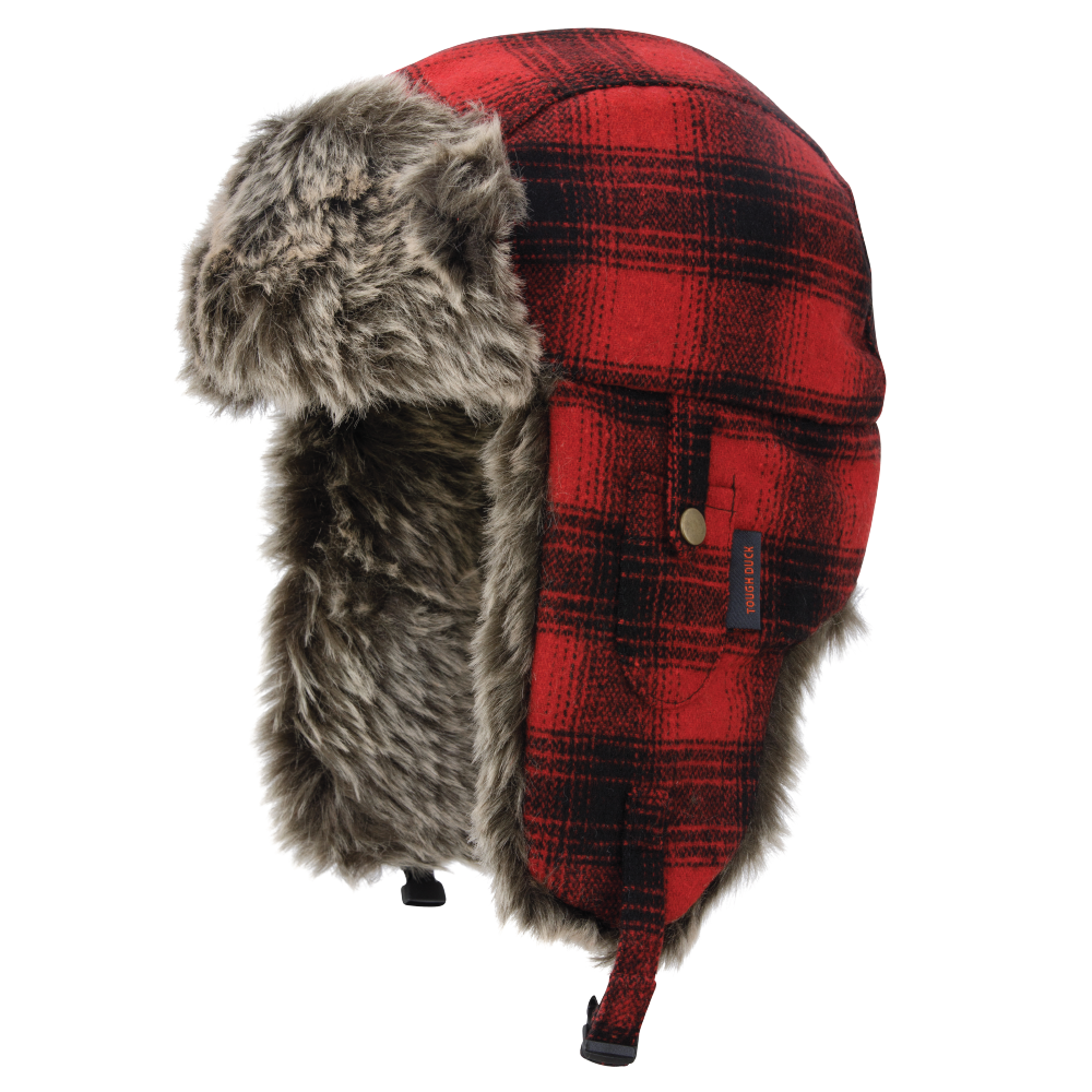 Red Plaid Plaid Aviator Hat i156 Side image