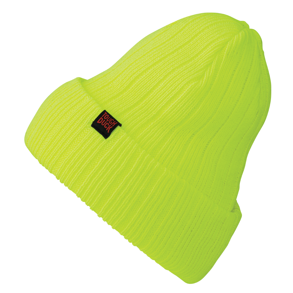 Fluorescent Green Chunky Knit Watch Cap i459 Front image