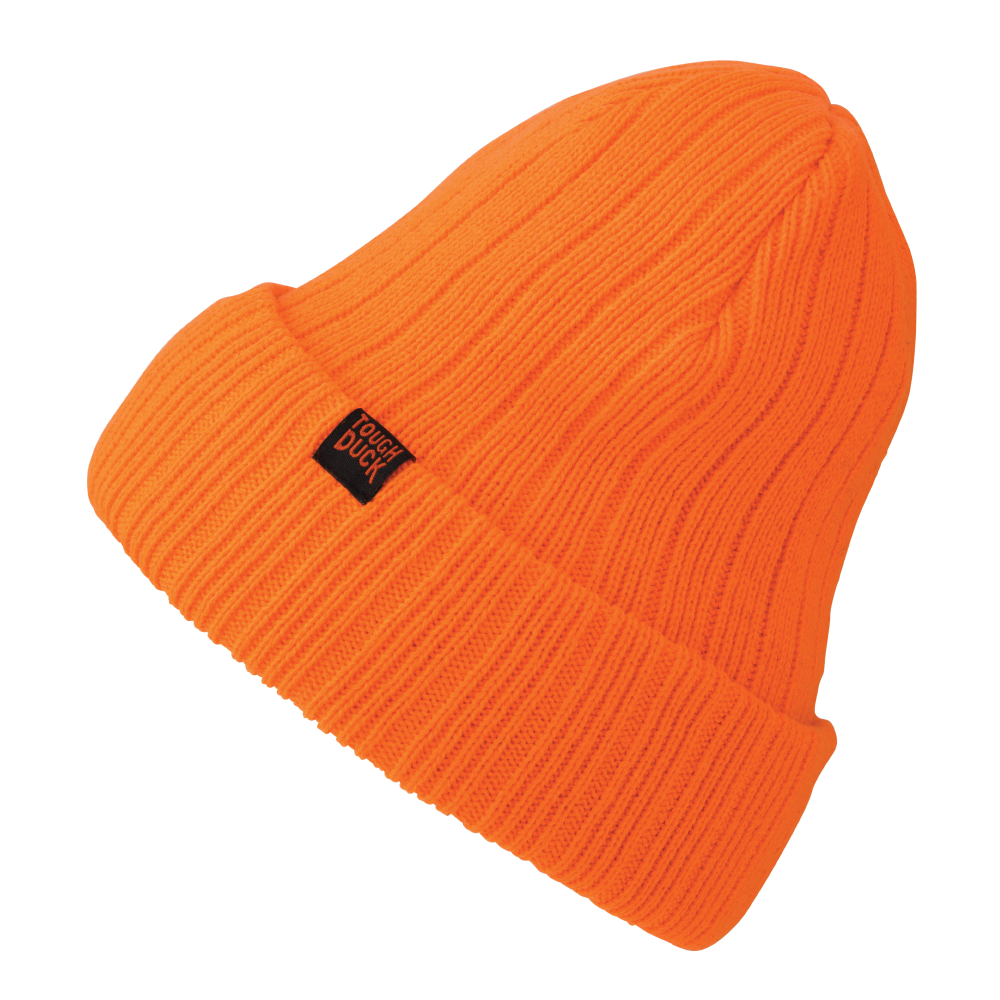 Fluorescent Orange Chunky Knit Watch Cap i459 Front image