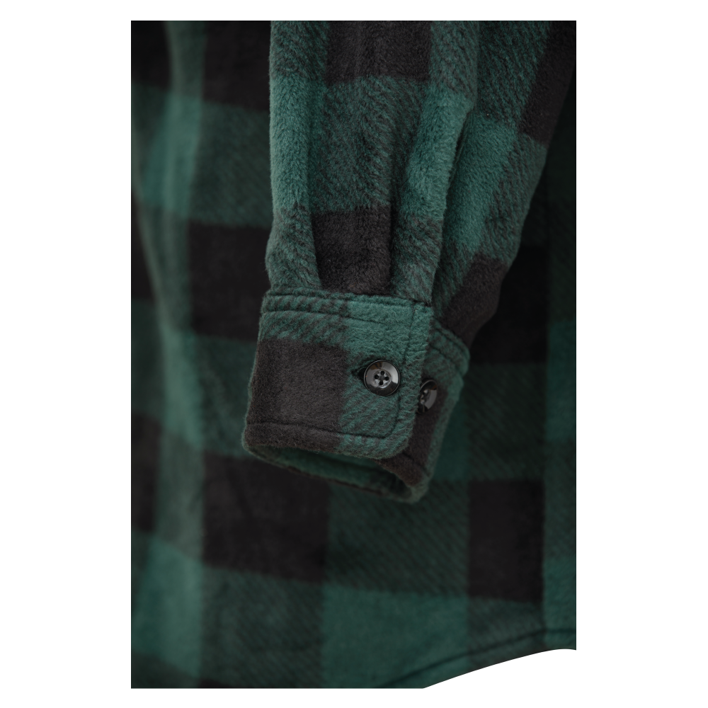 Green Check Buffalo Check Fleece Shirt i964 Adjustable button cuff image