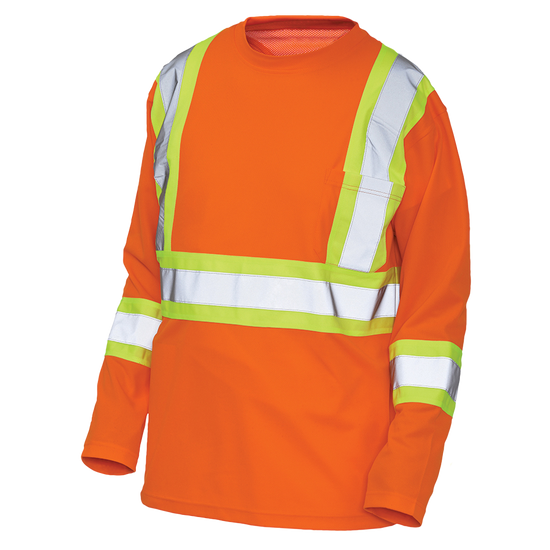S386 - Micro Mesh Long-Sleeve Safety T-Shirt with Pocket - Sale