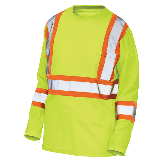S386 - Micro Mesh Long-Sleeve Safety T-Shirt with Pocket - Sale
